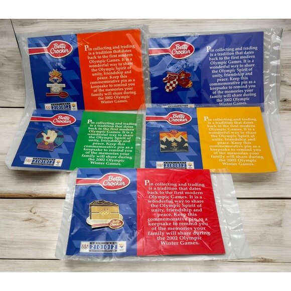 Betty Crocker Winter Olympics Commemorative Pin Set 2002 Salt Lake City Utah - Picture 1 of 6